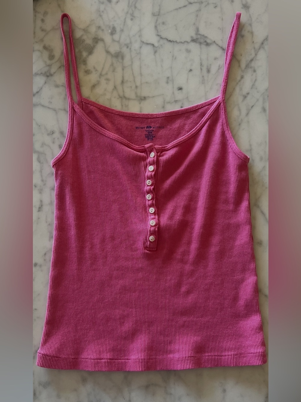 Brandy Melville Hot Pink Ribbed Henley Cami